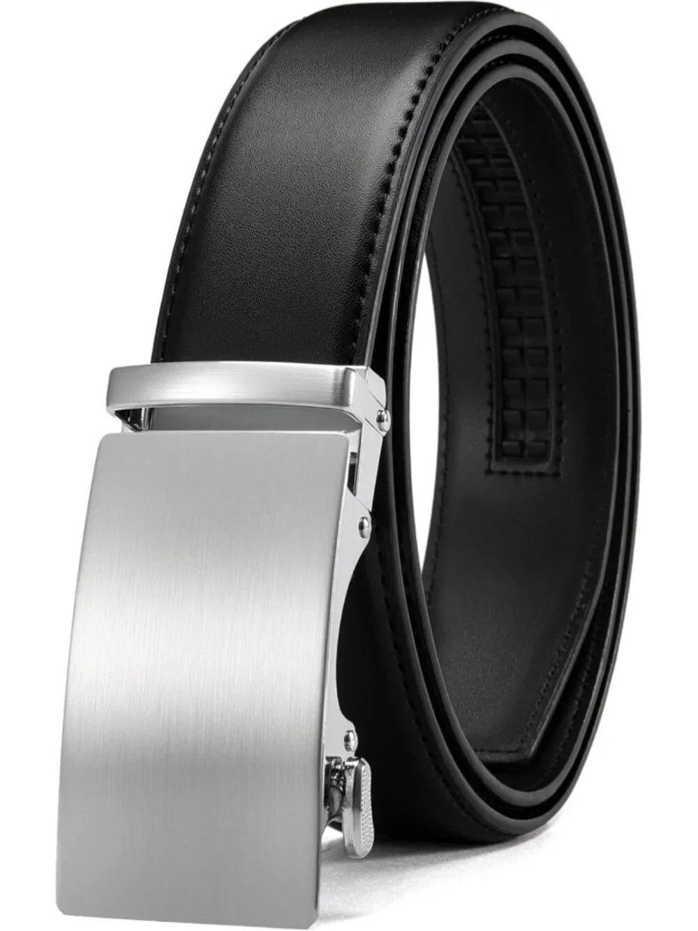 Men's Leather Ratchet Belt - Micro-Adjustable, Smooth Sliding, Trim to Fit